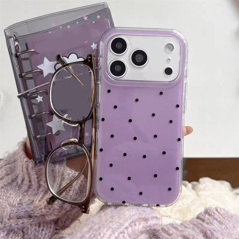 Phone Cases Girls - Korean Ins Girl Simple Purple Polka