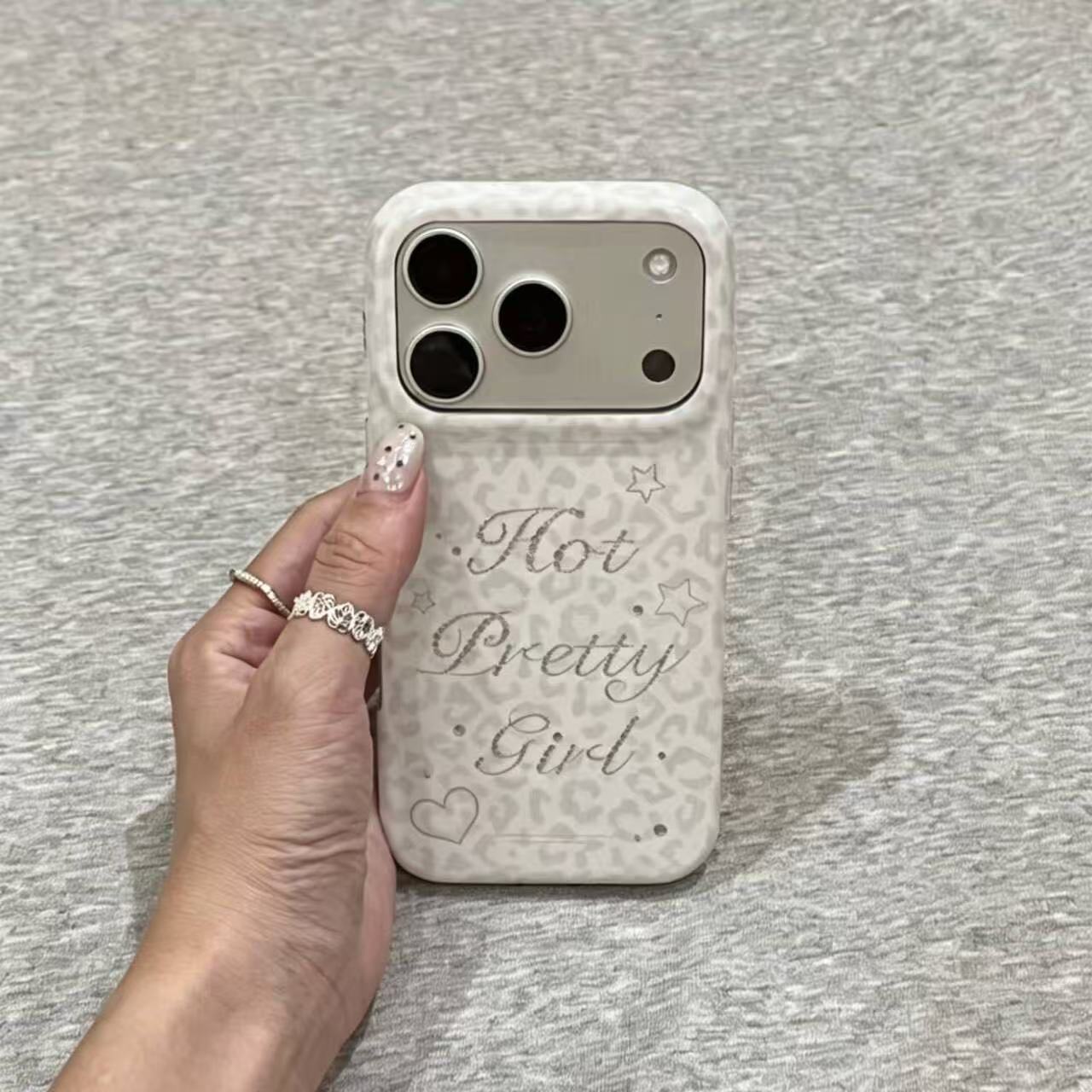 Phone Cases Korea - Korean Ins Gray Leopard Print English