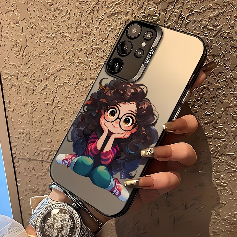Phone Cases Girls - Cute Curly Hair Glasses Girl Cartoon