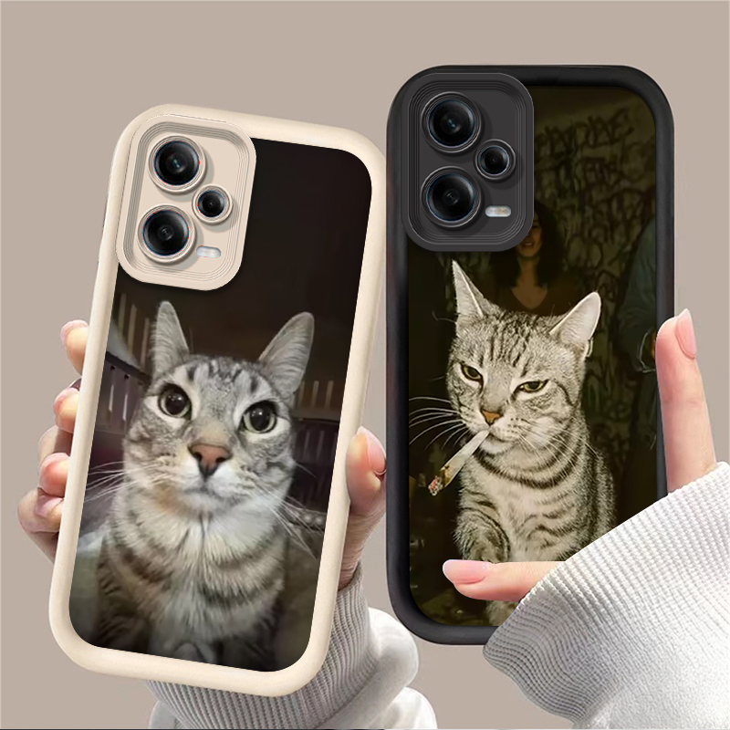Phone Cases Xiaomi Redmi 12 - Trendy Cat Smoking Phone Case for