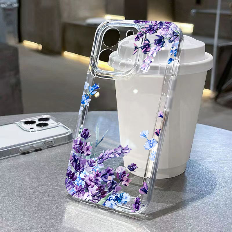 Phone Cases For Iphone 12 Pro Max - Purple Flower Soft TPU Phone Case