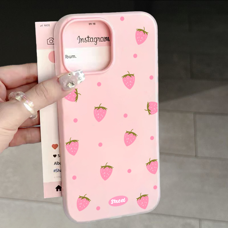 Sweet Pink Strawberry Pattern  - Phone Cases Xiaomi Redmi 12 recension och pris
