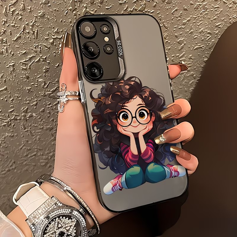 Cute Curly Hair Glasses Girl C - Phone Cases Girls recension och pris