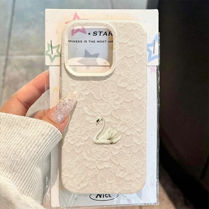 Lace Swan Pattern Lychee Textu - Phone Cases Popular recension och pris