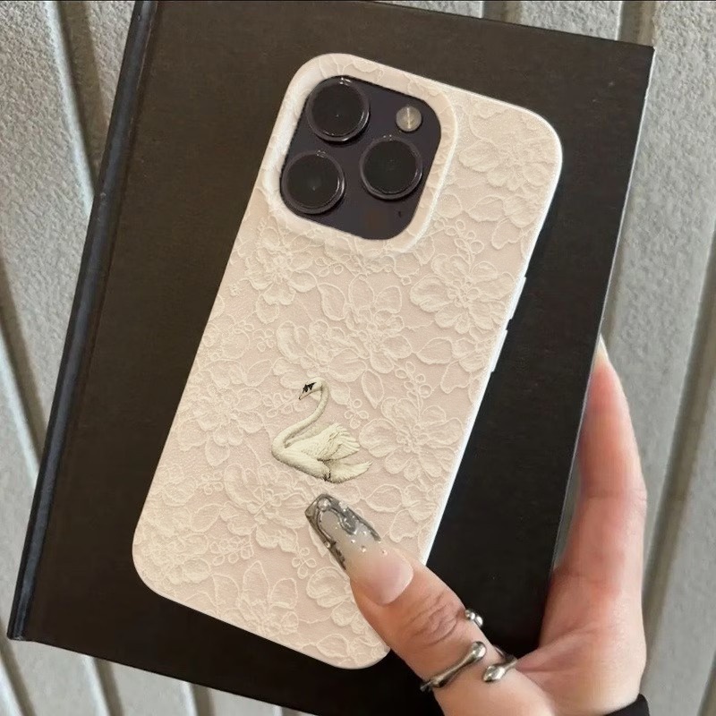Lace Swan Pattern Lychee Textu - Phone Cases Popular recension och pris