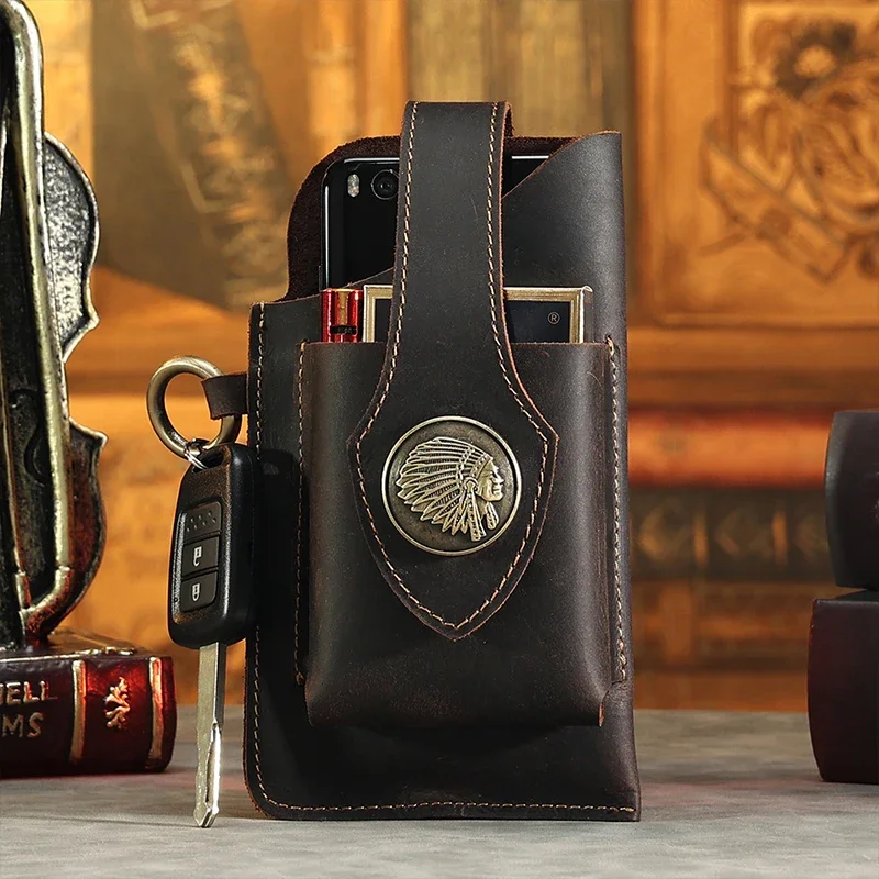 Mens Genuine Leather Waist Bag - Phone Cases Men recension och pris